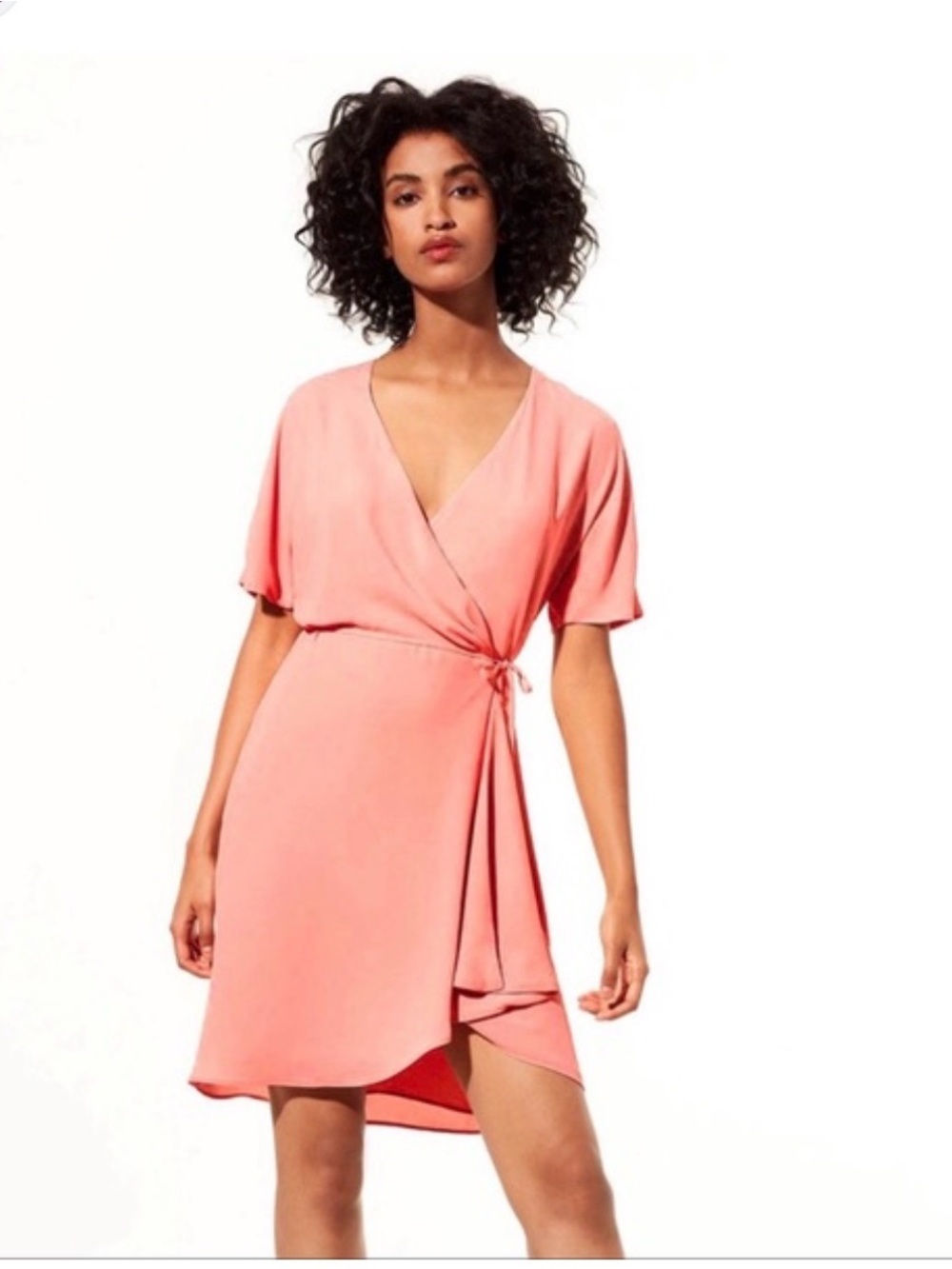 Babaton Women's coral Wrap Dress with Tie Waist